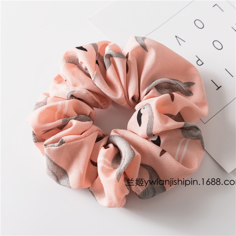 Women's Seamless Fabric Hair Scrunchie Festival Headwear Flamingo Print