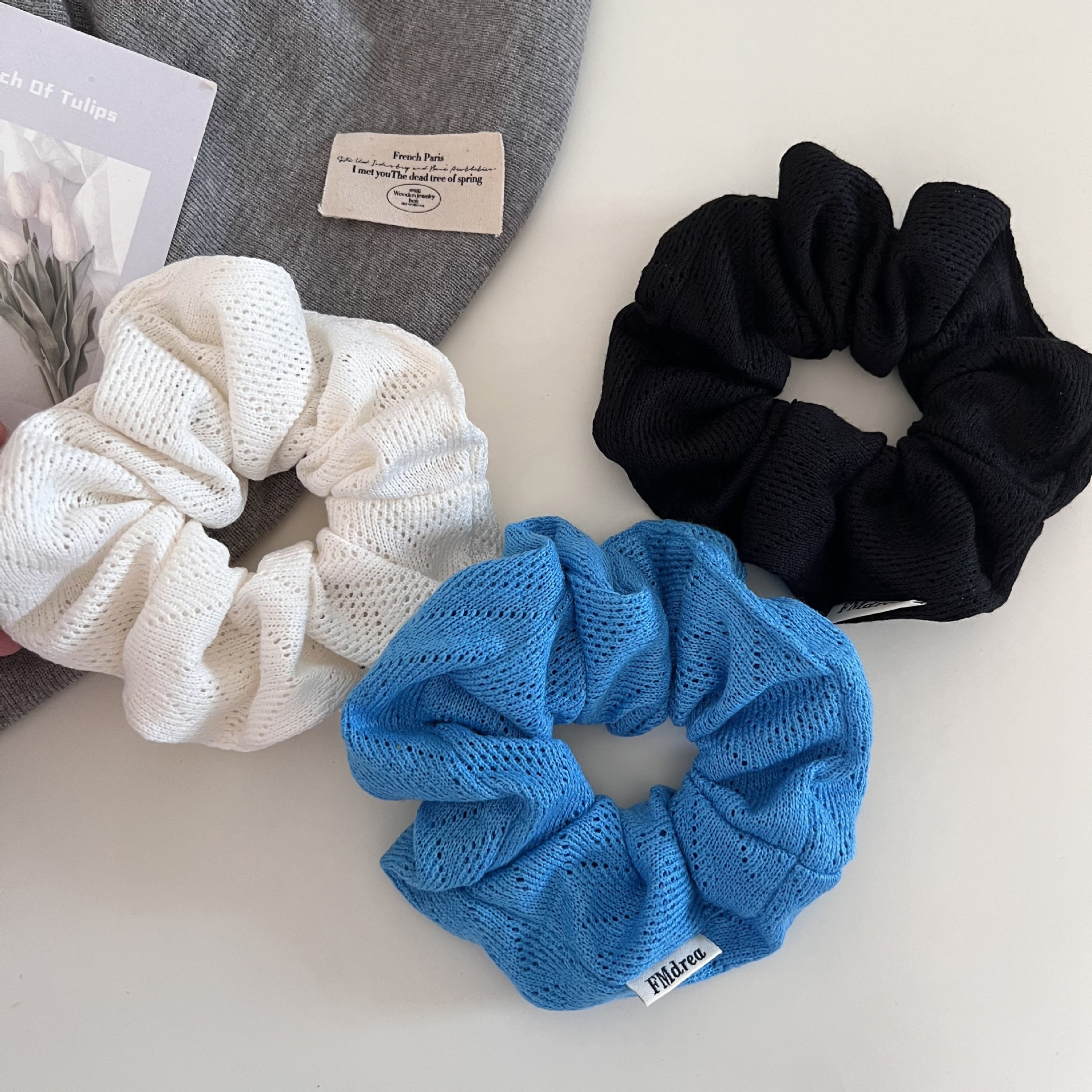 Women's Autumn Knitted Low Bun Hair Bands Daily Puffy Hair Ties Solid Color