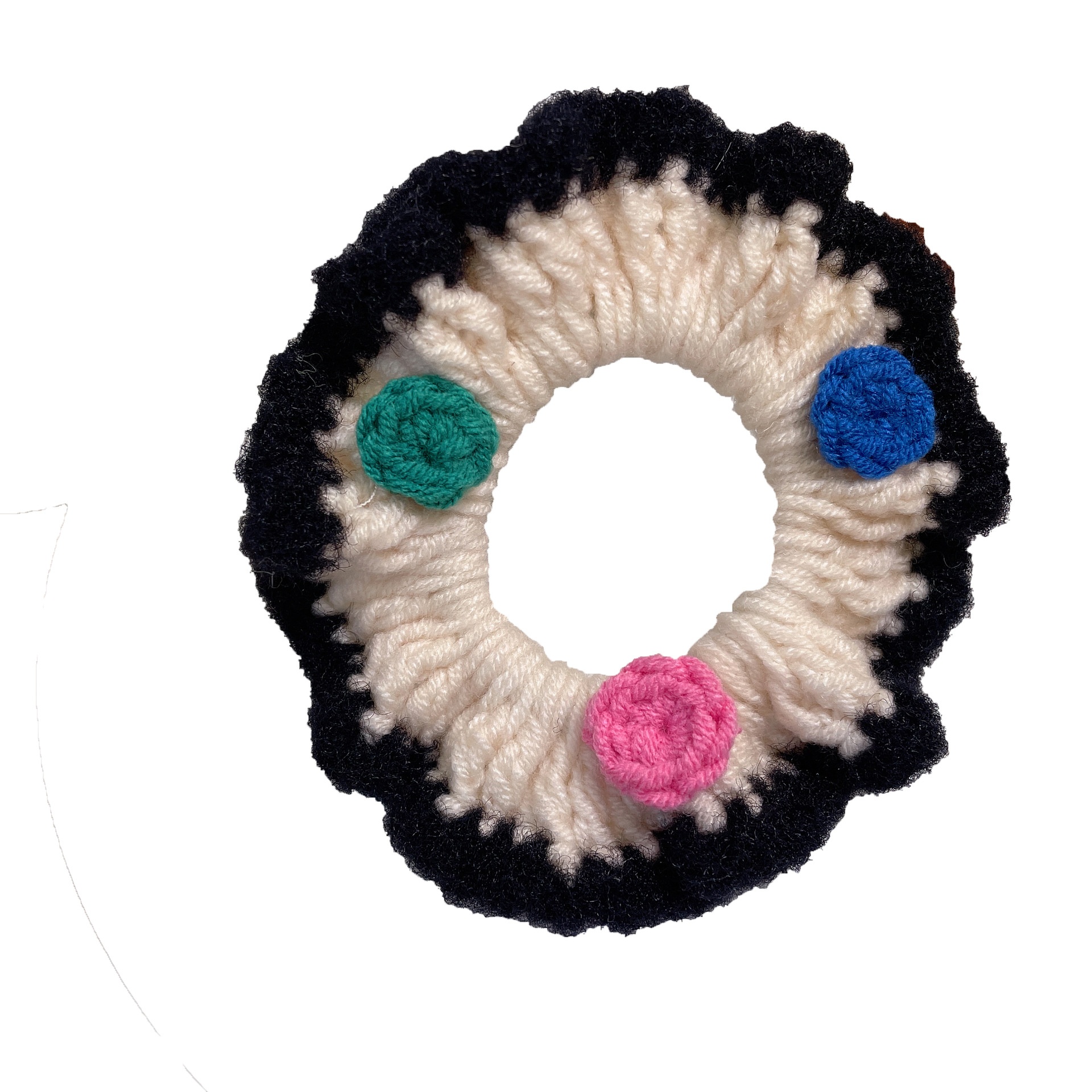 Girls Winter Hand Knitted Flannel Scrunchie Hair Tie Solid Color