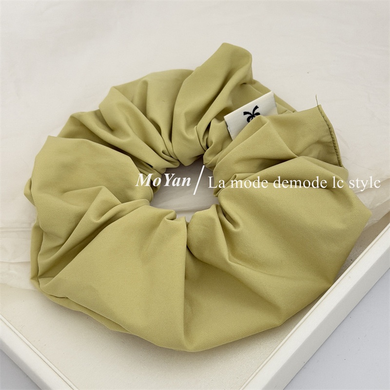 Women's Spring Korean Cloth Hair Tie Scrunchie Yellow & Green Plaid