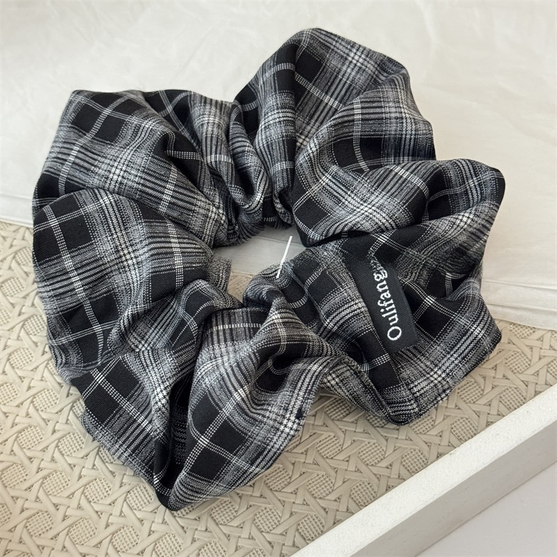 Women's Daily Cloth Scrunchies Retro Hair Ties Checkered Plaid