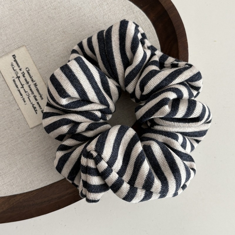 Women's Soft Knitted Winter Hair Elastic Band Striped Color Matching