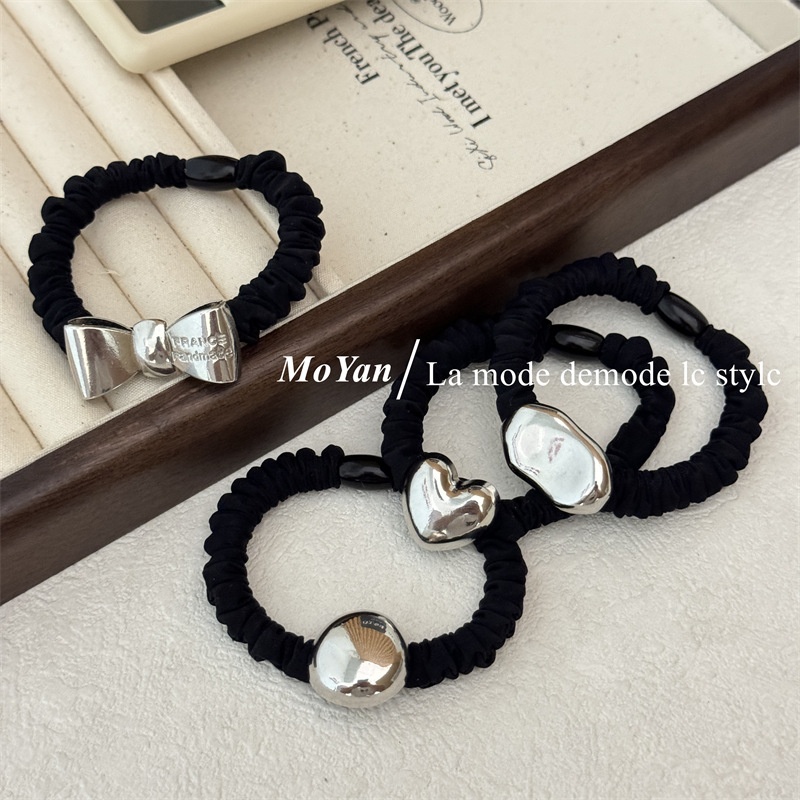 Women's Elegant Alloy Hair Tie Silver Geometric Heart