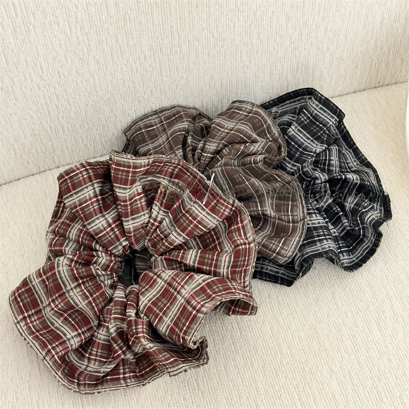Women's Daily Cloth Scrunchies Retro Hair Ties Checkered Plaid