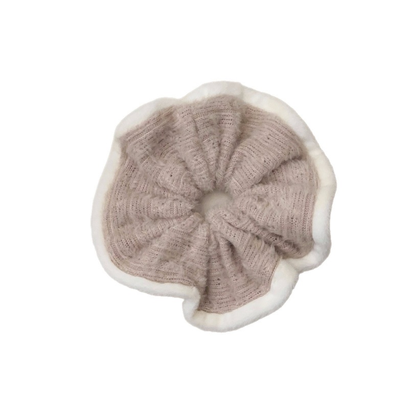 Women's Cozy Irregular Wool Yarn Hair Tie, Soft Autumn Winter Splicing Accessory