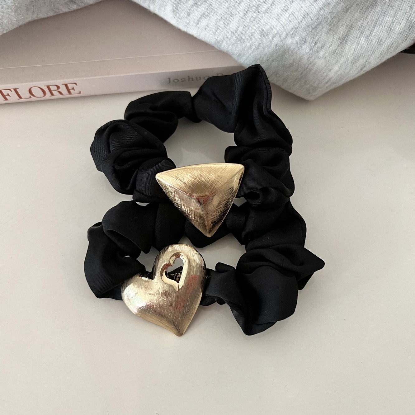 Women Metal Headband French Style Brushed Alloy Gold Heart Geometric