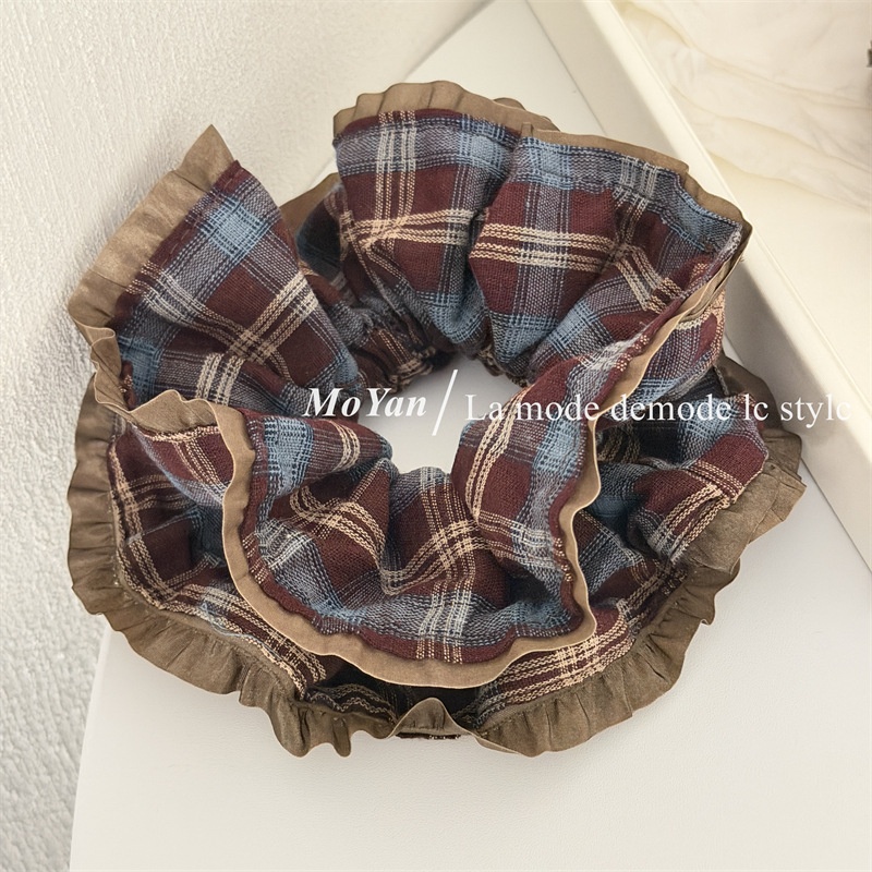 Women's Retro Spring Cloth Hair Tie Multicolor Plaid Color Block