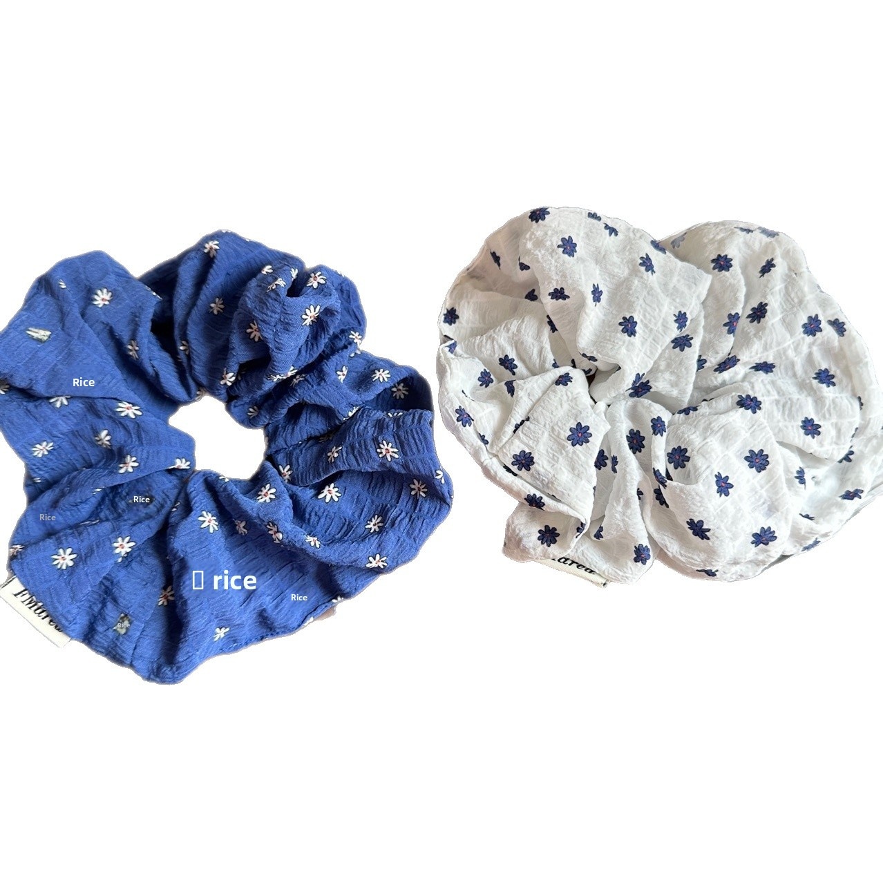 Women's Elegant Cloth Hair Tie White Ditsy Floral Summer Style