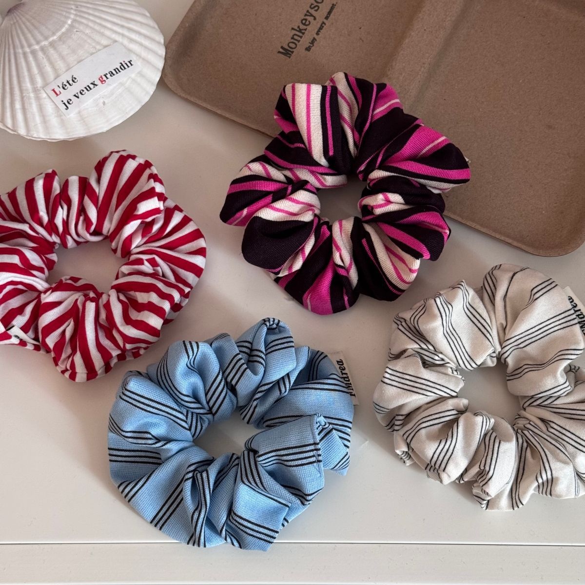 Women's Soft Cloth Hair Tie Stylish Daily Hair Accessory Multi-Color Striped