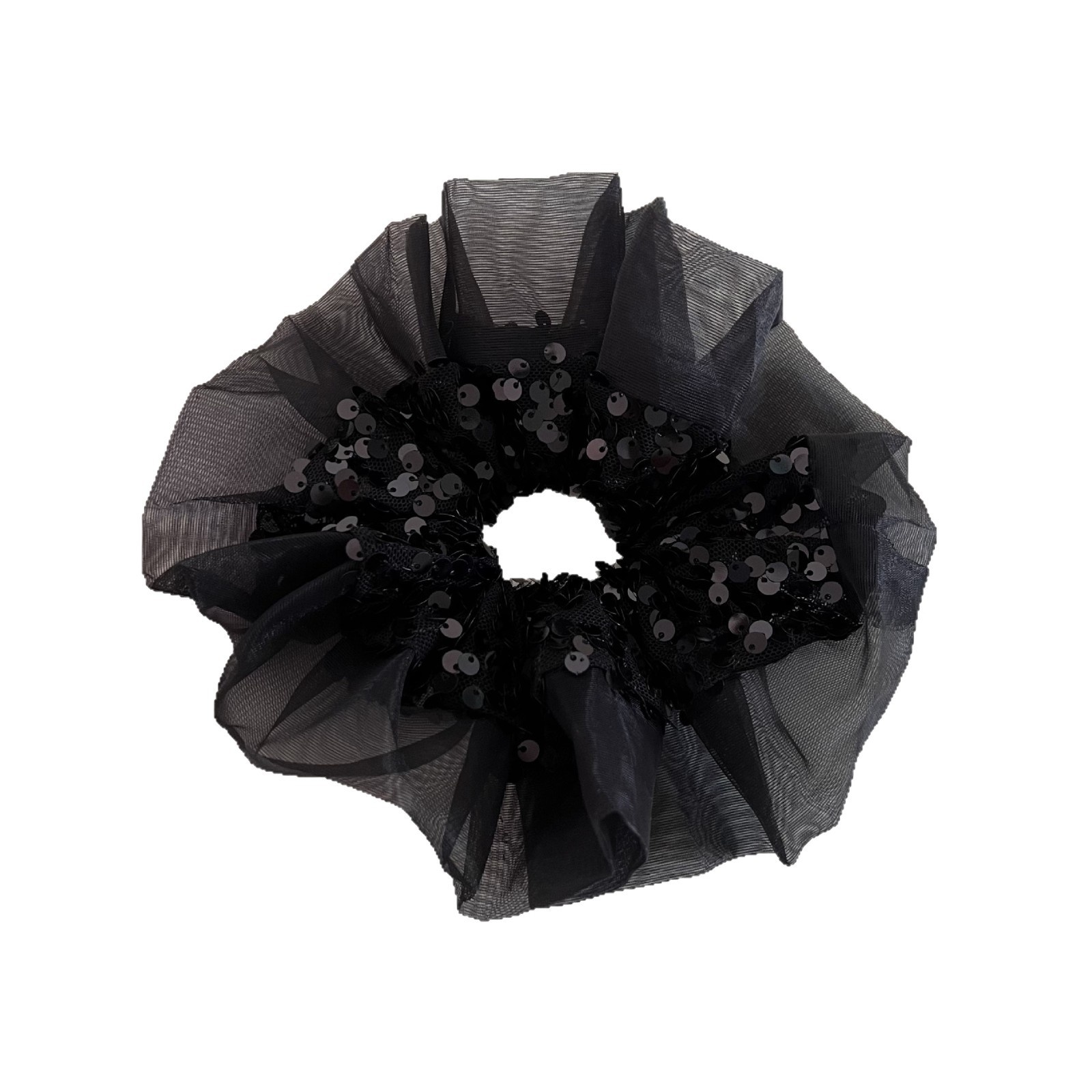 Women's Elegant Sequin Organza Hair Tie Hairband Solid Colors
