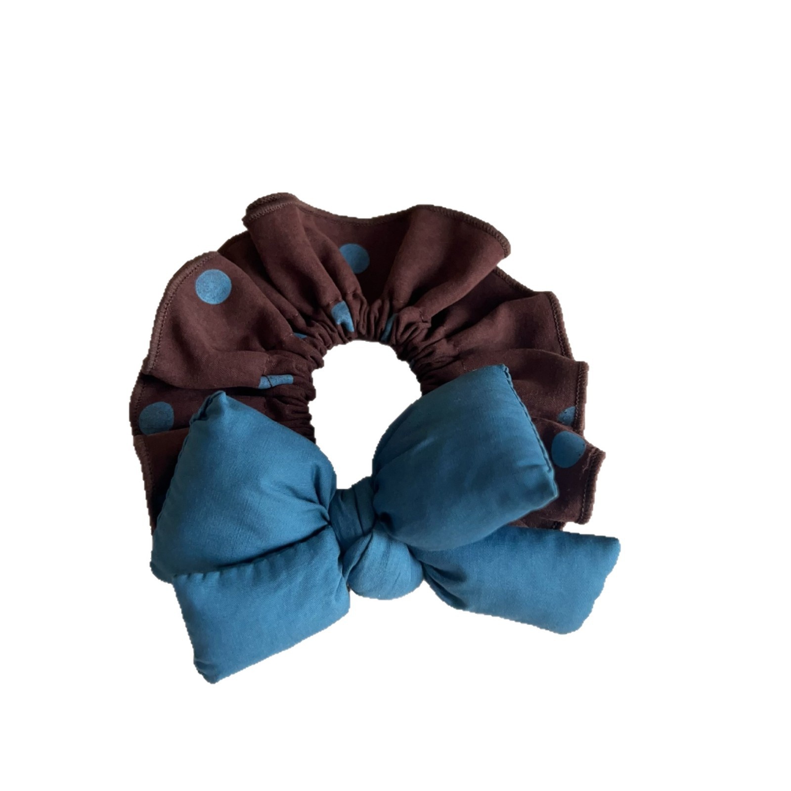 Women's Sweet Fabric Sponge Butterfly Bow Hair Tie Blue Polka Dot