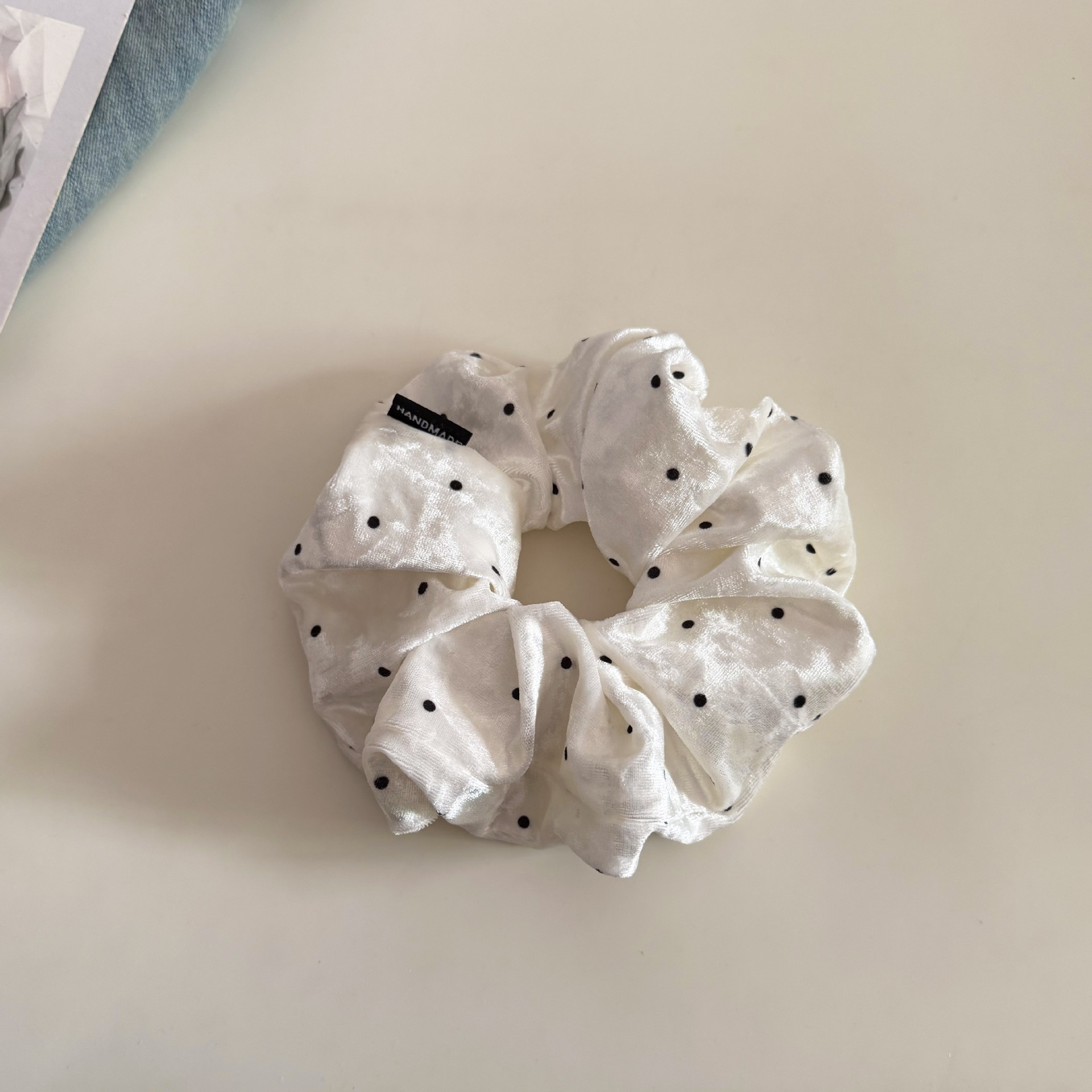 Women Velvet Polka Dot Ball Hair Tie Elastic Bun Rope Accessory