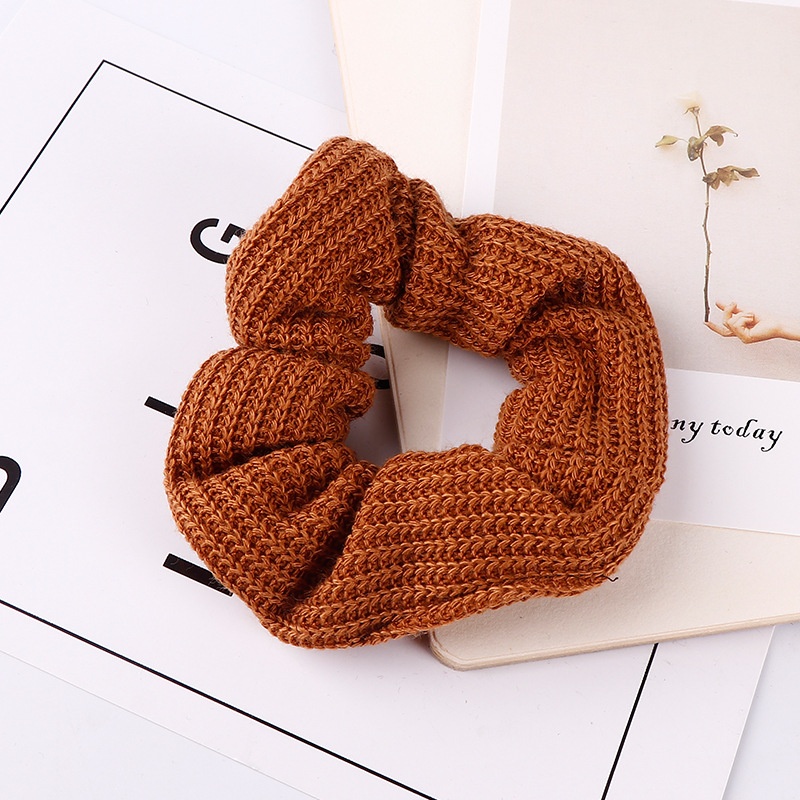 Women's Winter Thick Knitted Braided Hair Scrunchies Solid Color