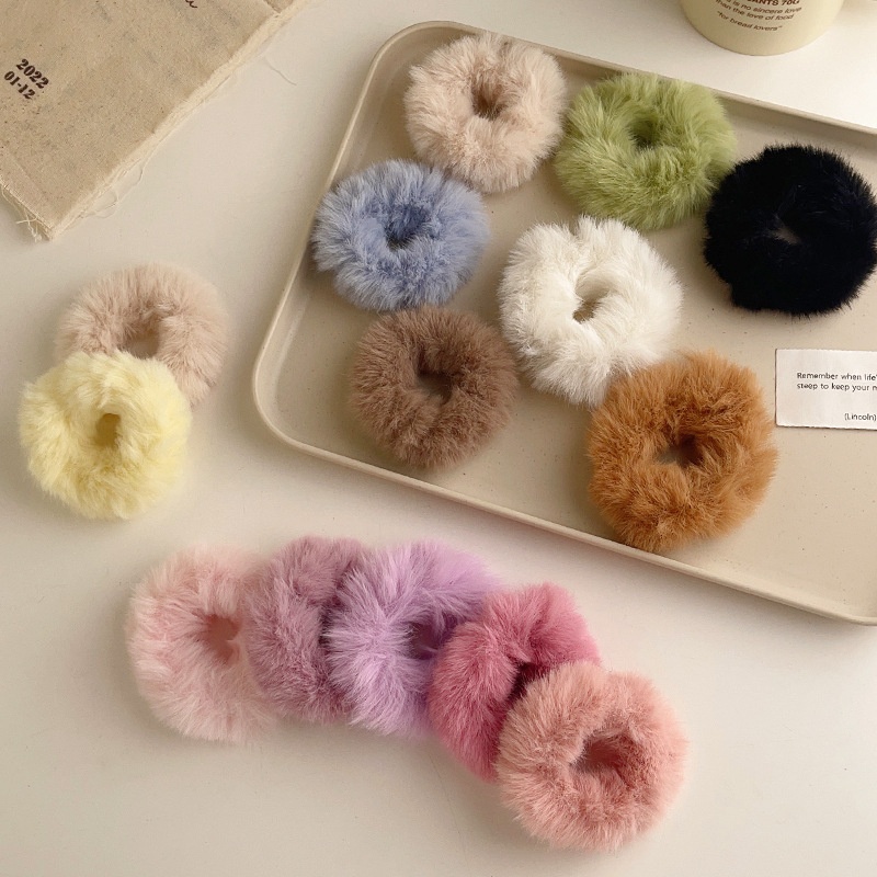 Women's Soft Plush Hair Tie Solid Color Autumn Winter Daily Scrunchie