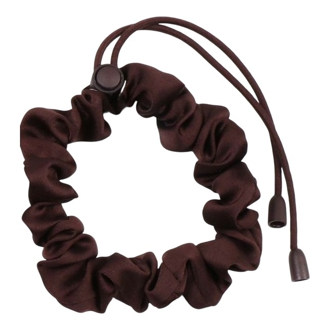 Women's Elastic Satin Heatless Wave Curler Hair Tie Solid Black Coffee