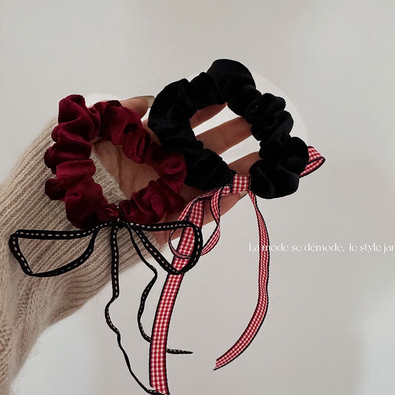 Women's New Year Christmas Bowknot Hair Ties High Elasticity Cloth Bands