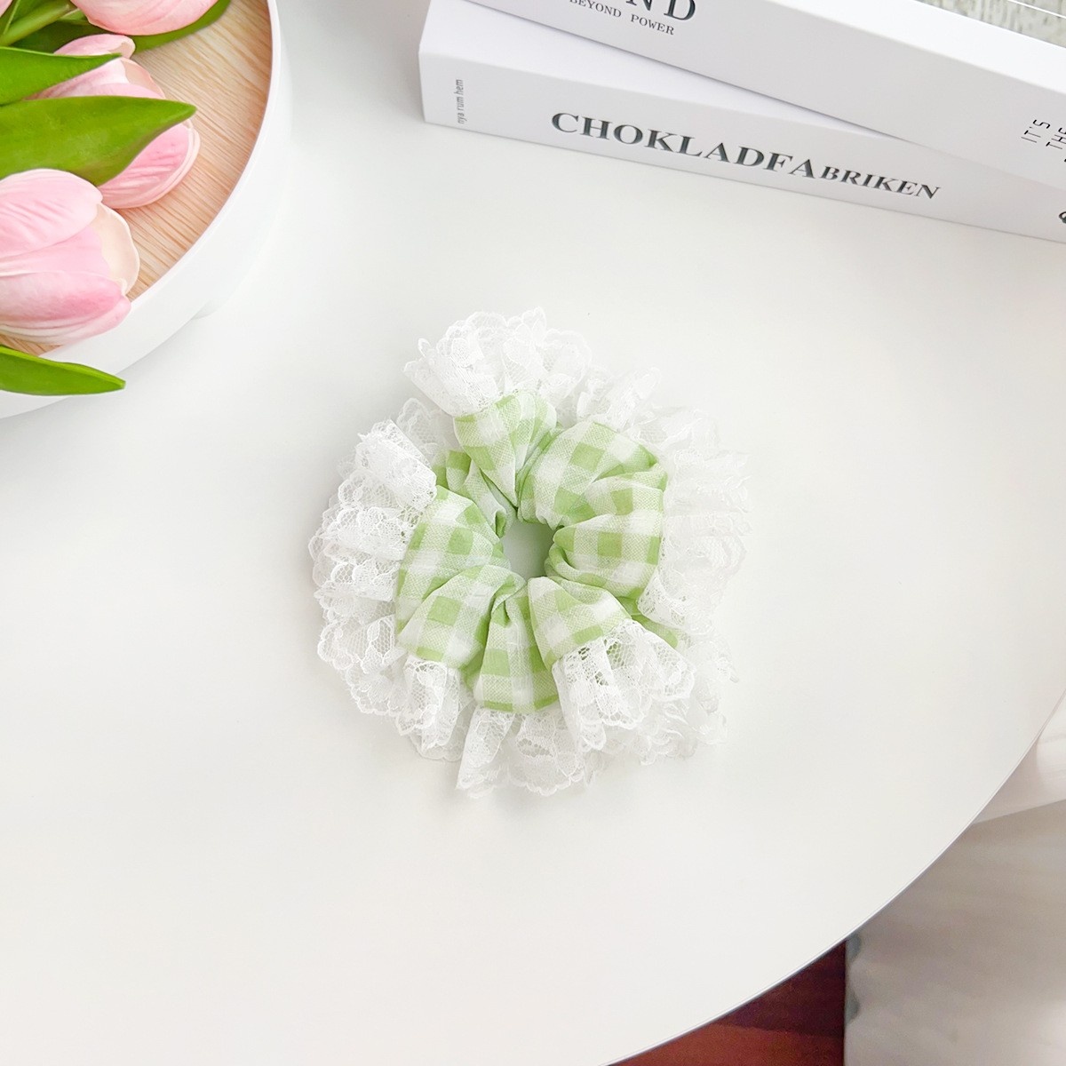 Women's Elegant Fabric Party Hair Ties Fresh Floral Grid Pattern