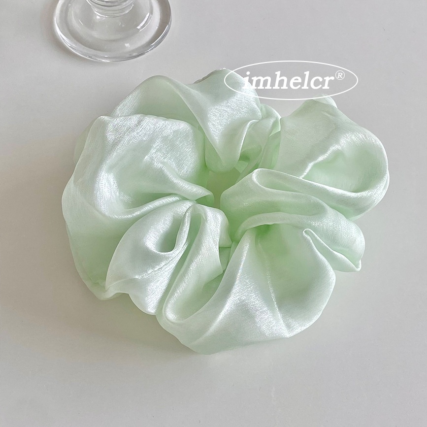 Women's Simple Spring Tulle Hair Tie Daily Scrunchie Solid Green