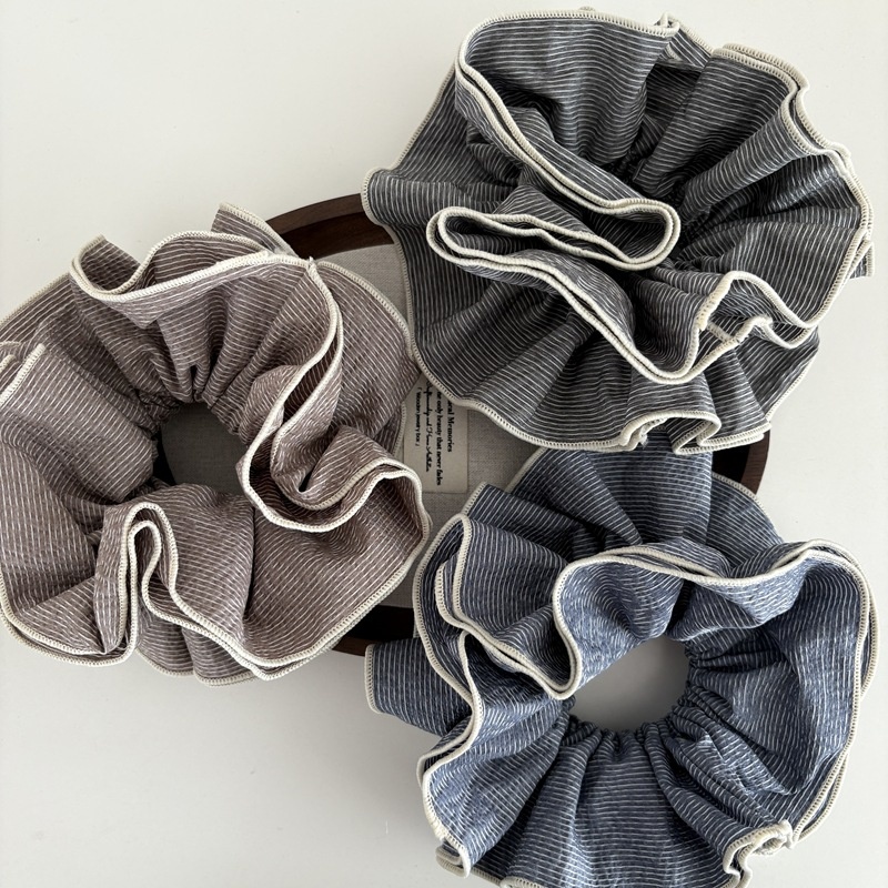 Women's Everyday Retro Soft Cloth Hair Tie Scrunchie Apricot Striped