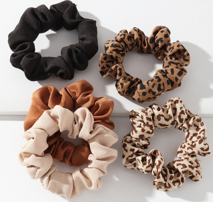 Women Girls Summer 5Pcs Cloth Hair Bands Dopamine Colorful Fruit Floral