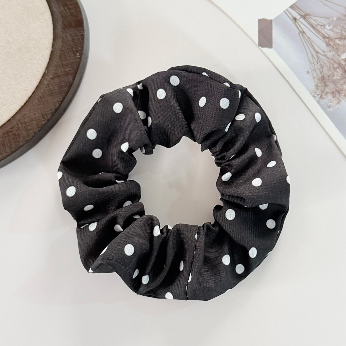 Women's All-Season High Elastic Fabric Hair Tie Minimalist Polka Dots