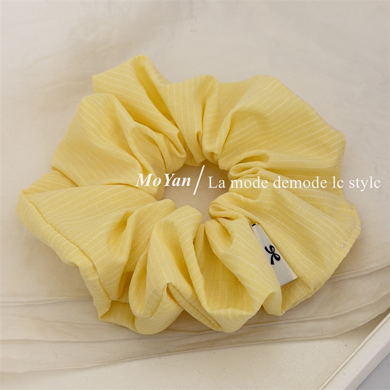 Women's Spring Korean Cloth Hair Tie Scrunchie Yellow & Green Plaid