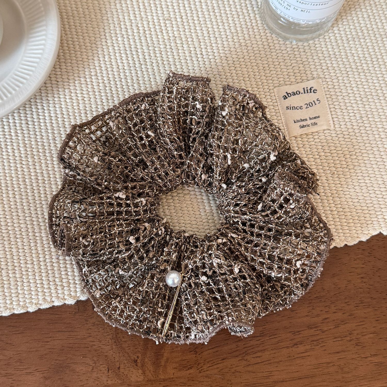 Women's Elegant Knitted Pearl Bun Hair Ties Hollow Pearl Design