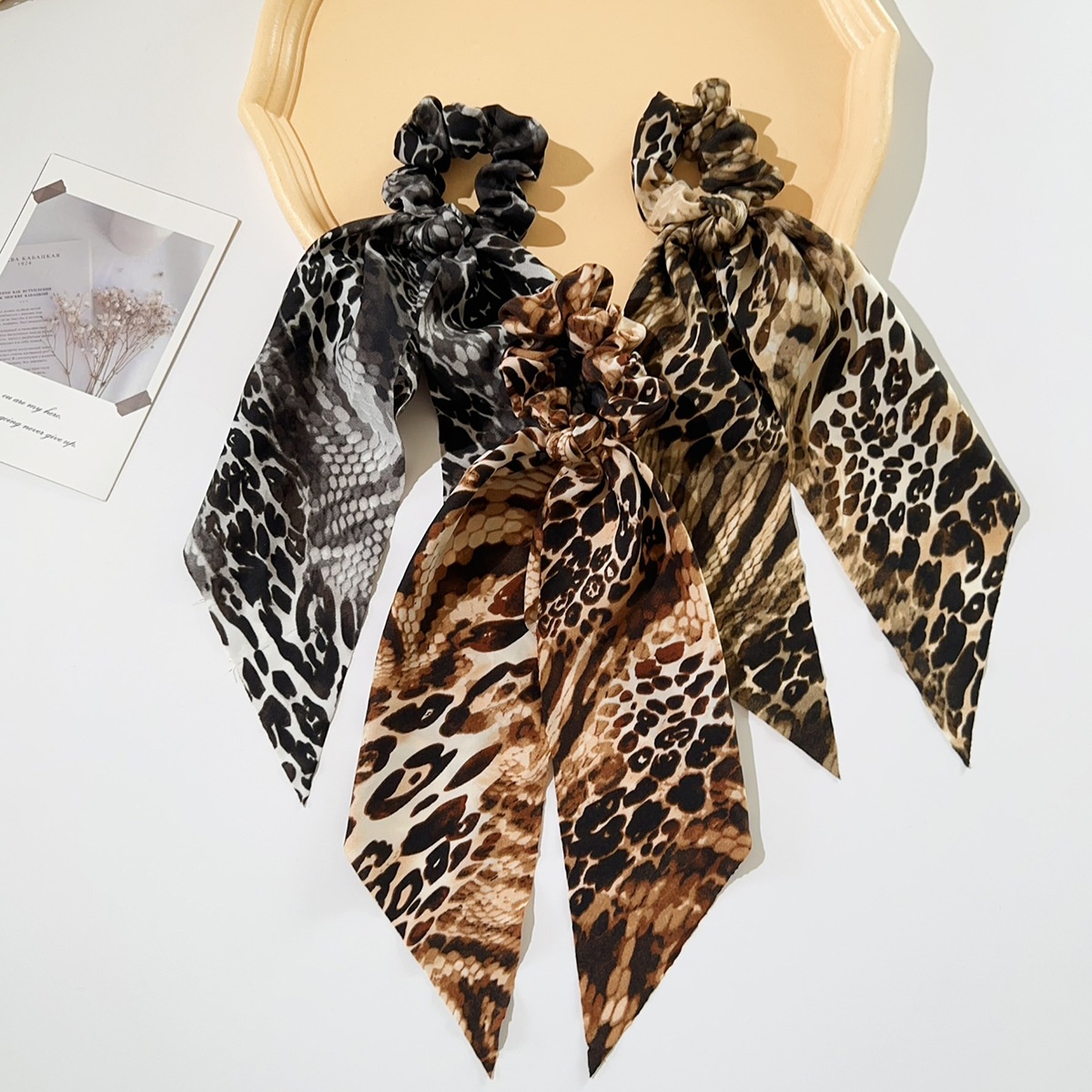 Women's Retro Snakeskin Hair Band High Elasticity Cloth Ponytail Holder