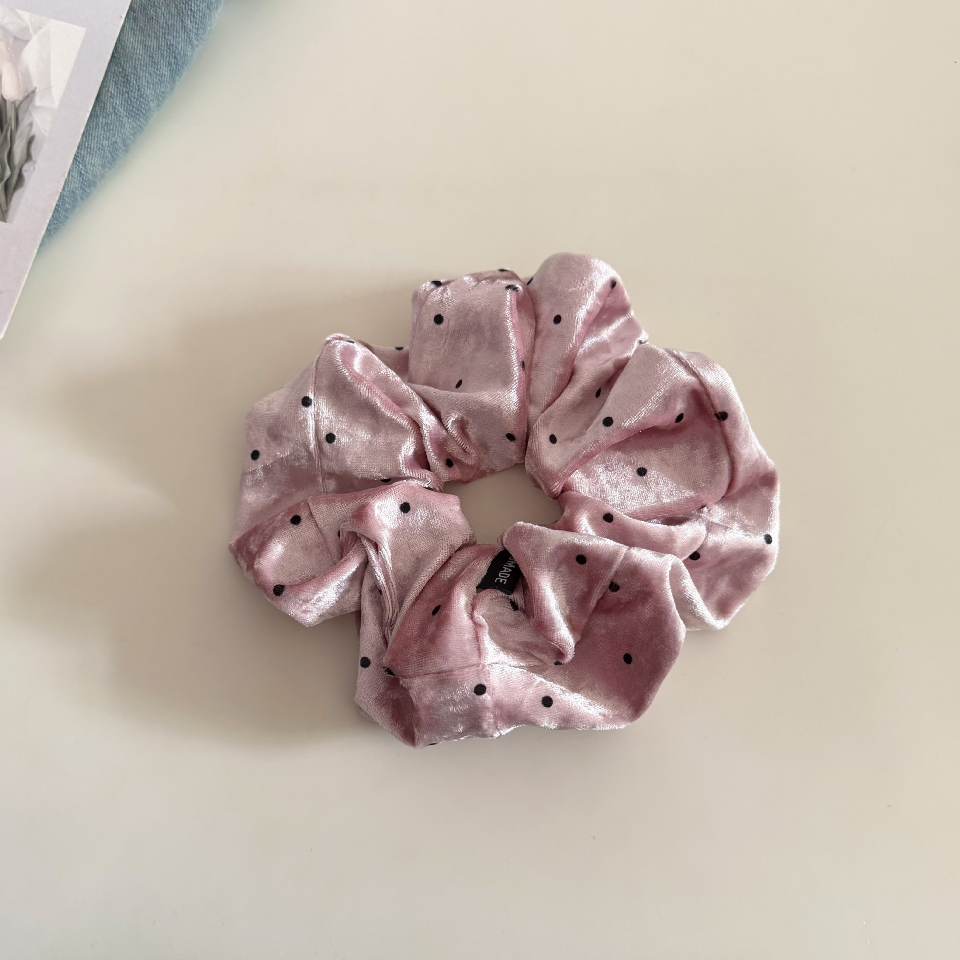 Women Velvet Polka Dot Ball Hair Tie Elastic Bun Rope Accessory