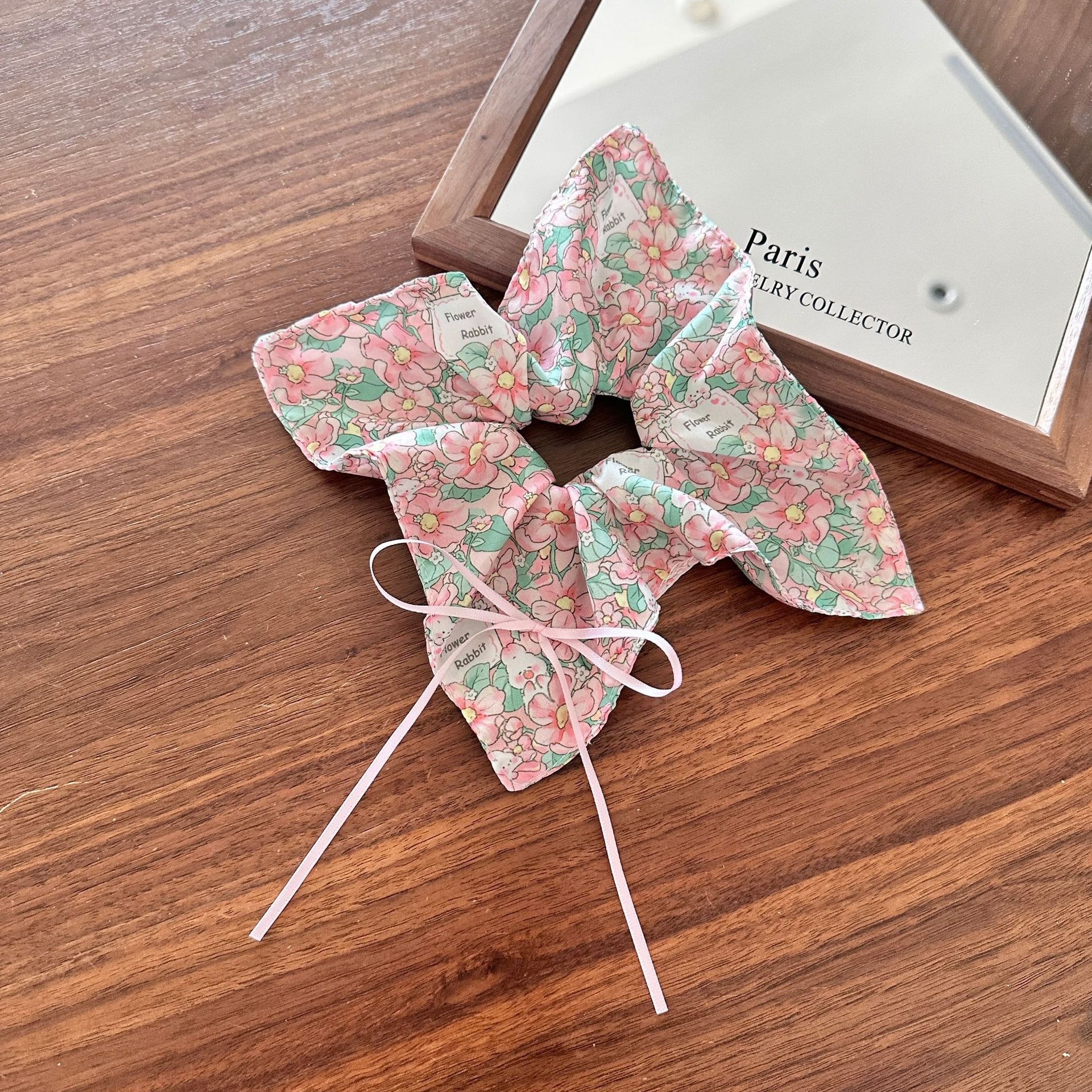 Girls Cloth Scarf Scrunchies Pastoral Fruit Hair Band Rose Red