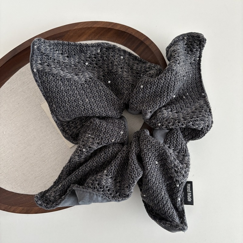 Women's Winter Knitted Scarf Headband Apricot Grey Square Patchwork