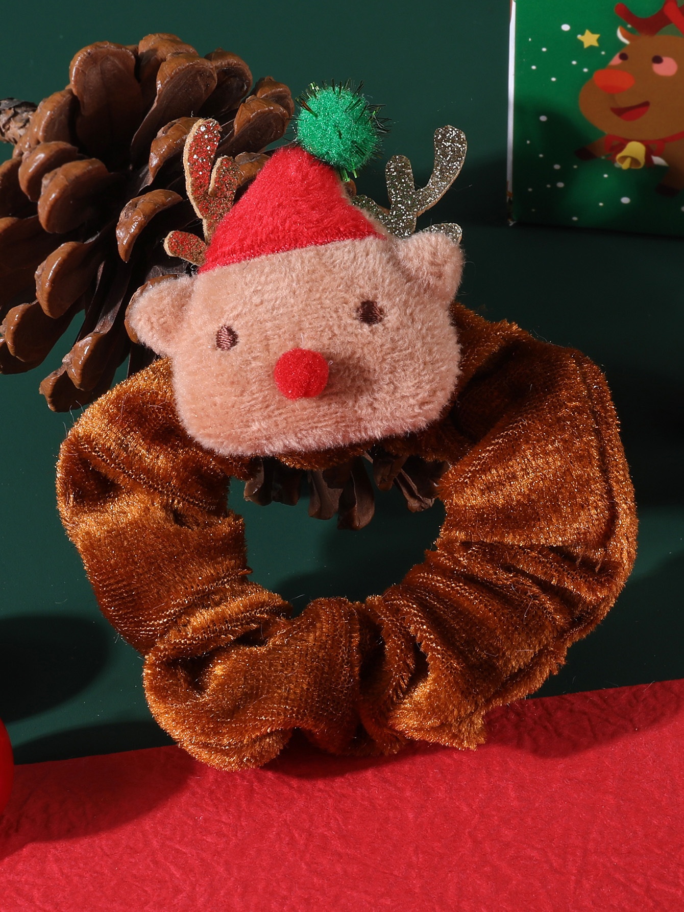 Women's High Elastic Plush Winter Hair Ties Festive Christmas Deer