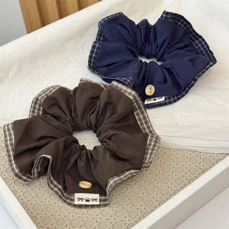 Women's Retro Cloth Scrunchies Casual Hair Ties Coffee Checkered