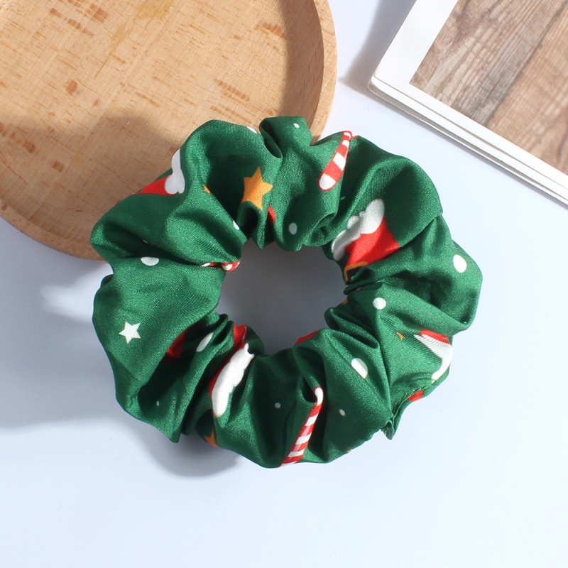 Unisex Holiday Cloth Hair Tie Scrunchie Christmas Snowman Pattern