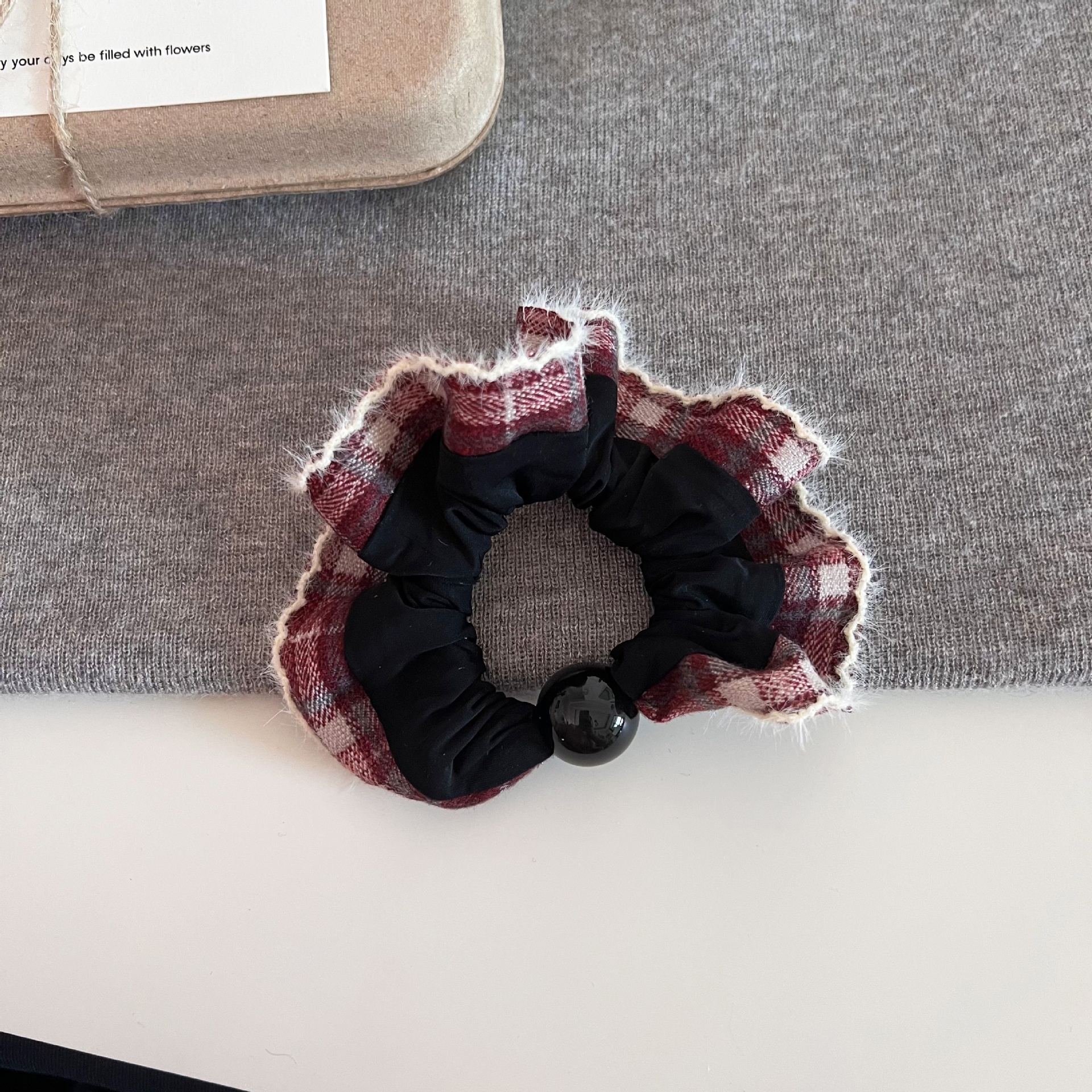 Women's All Season Cloth Hair Scrunchies Classic Checkered Plaid