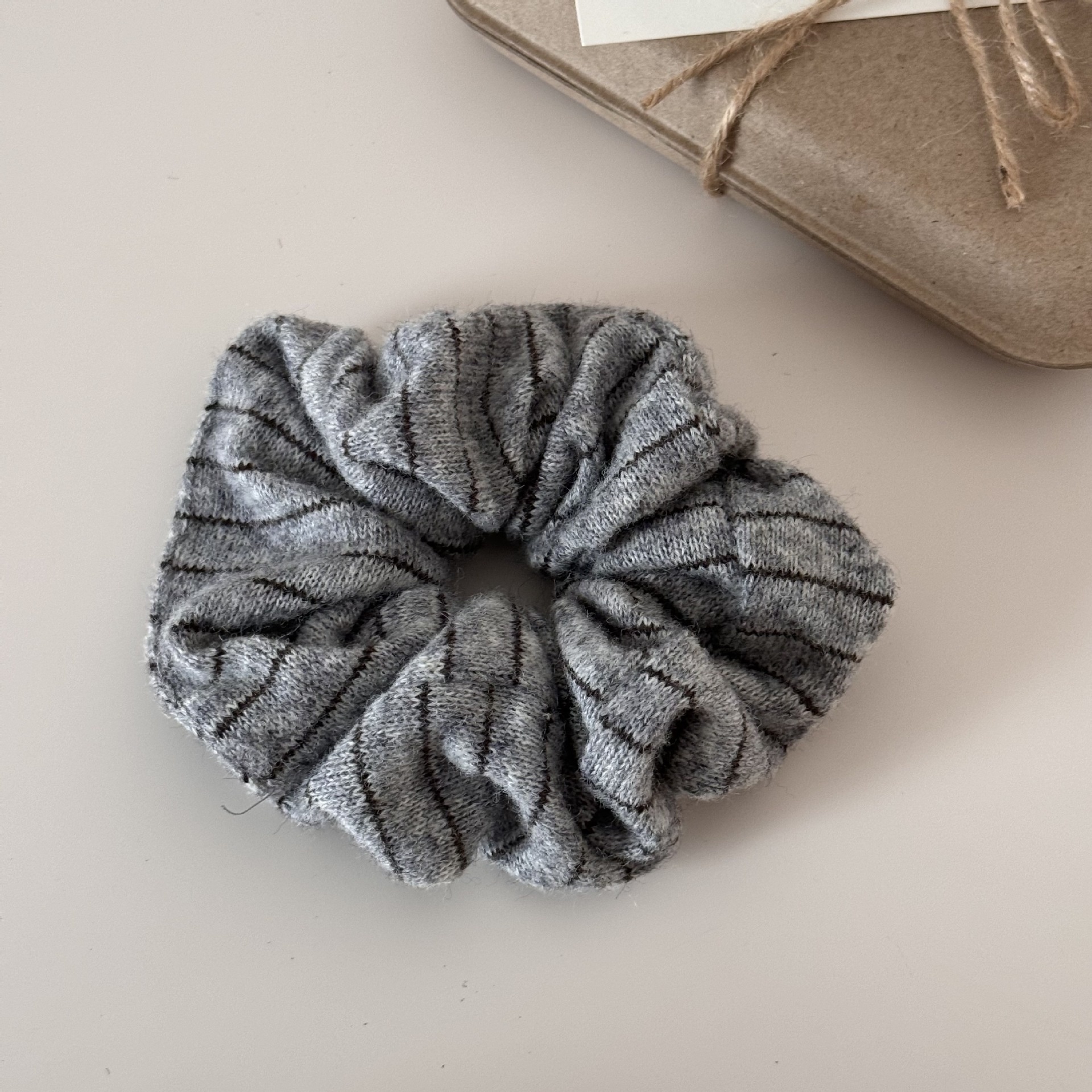 Girls Premium Knitted Woolen Bun Hair Ties Autumn Winter Striped