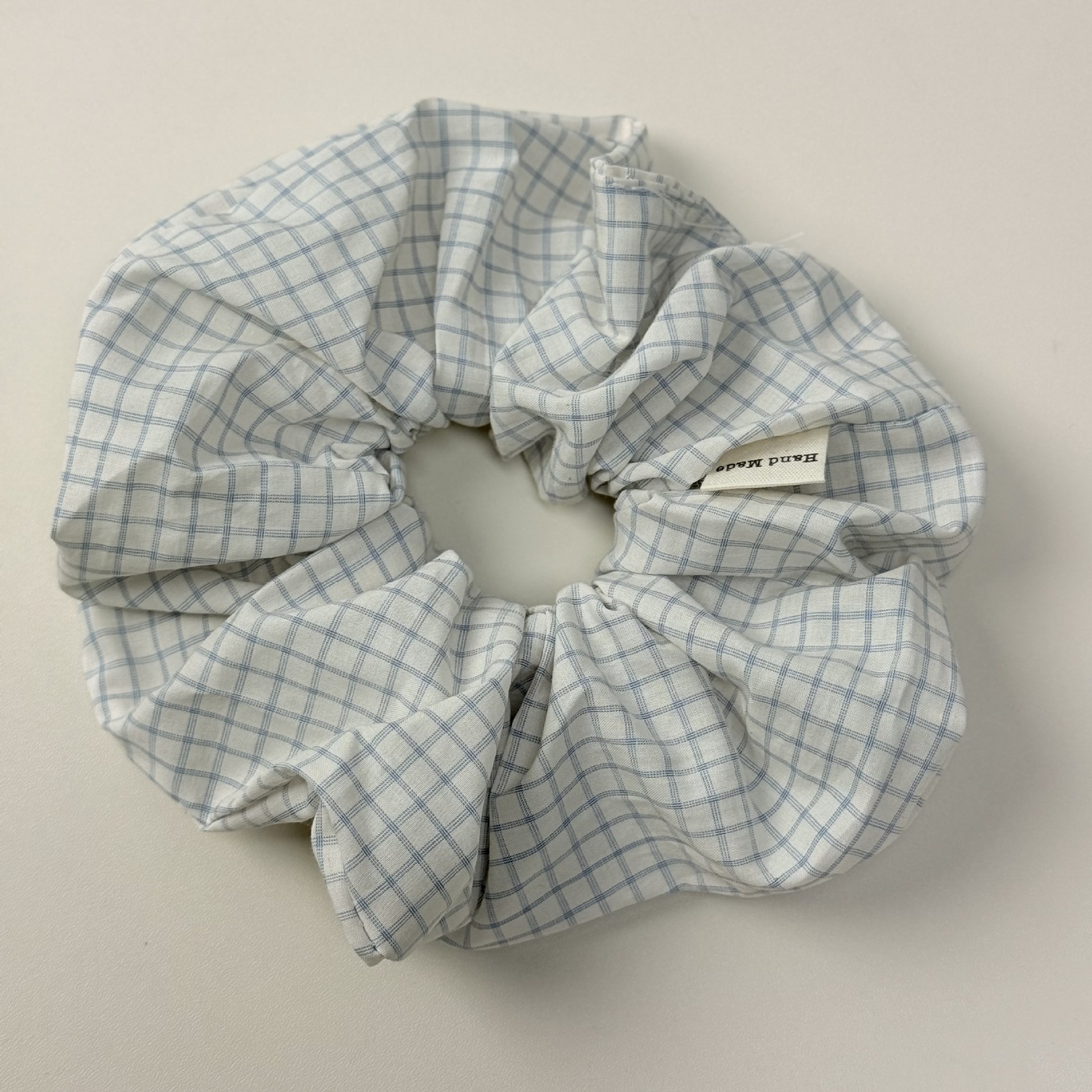 Women Sweet Cloth Hair Band Spring Daily Wear Blue Plaid Pattern