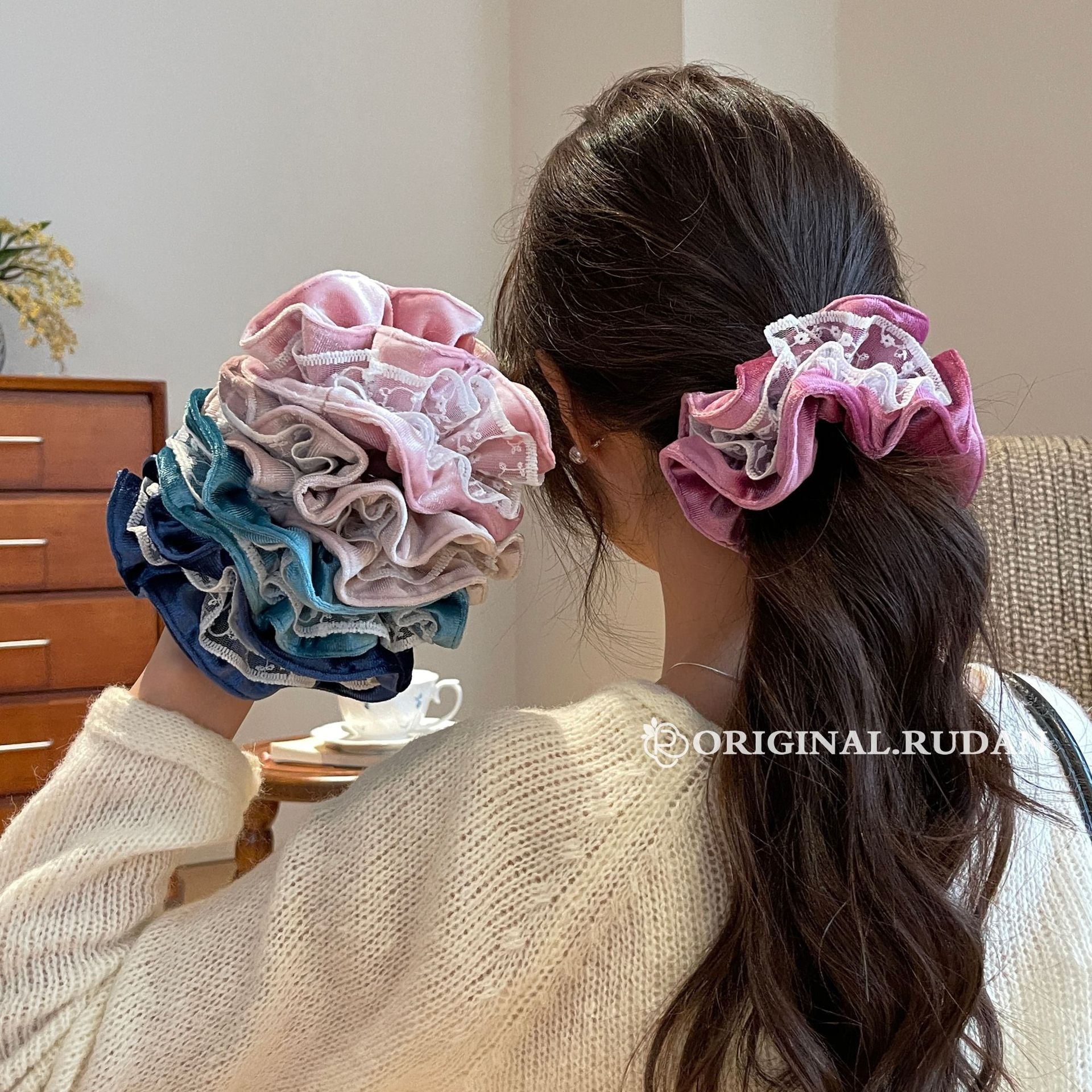 Women's Daily Casual Retro Cloth Hair Tie Scrunchie Solid Color