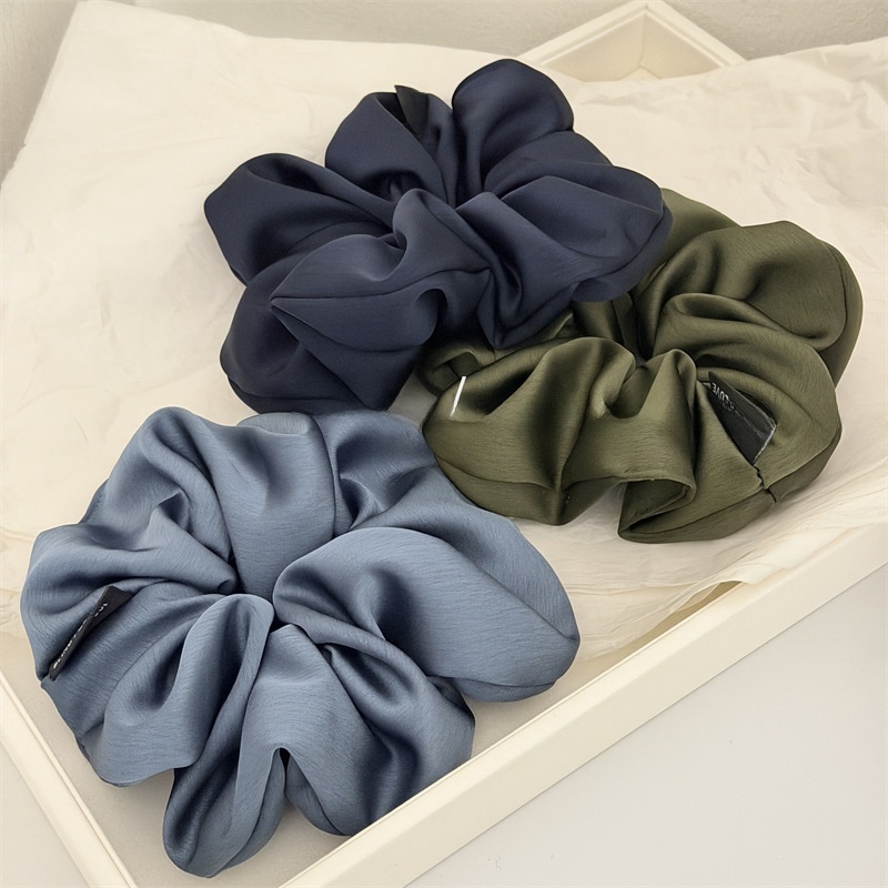 Women's Simple Satin Hair Tie For Spring Commute Solid Blue And Grey
