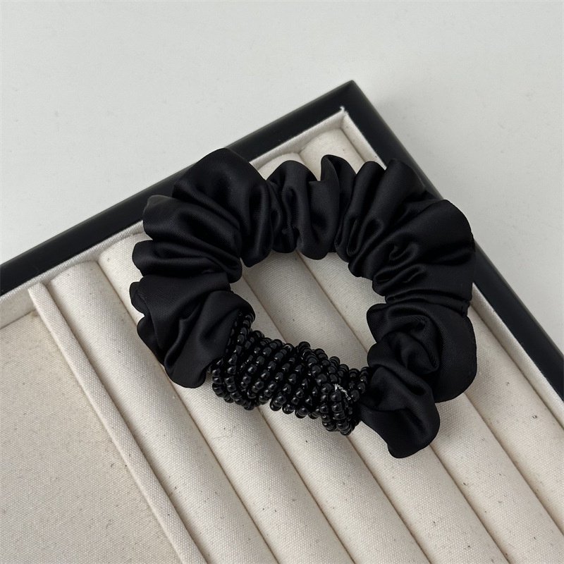 Women's Cloth Elastic Bun Hair Bands 3D Retro Beaded Floral