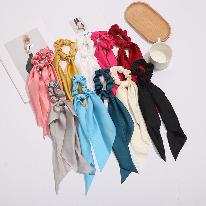 Women's Daily Satin Knotted Ribbon Ponytail Scrunchie Solid Color