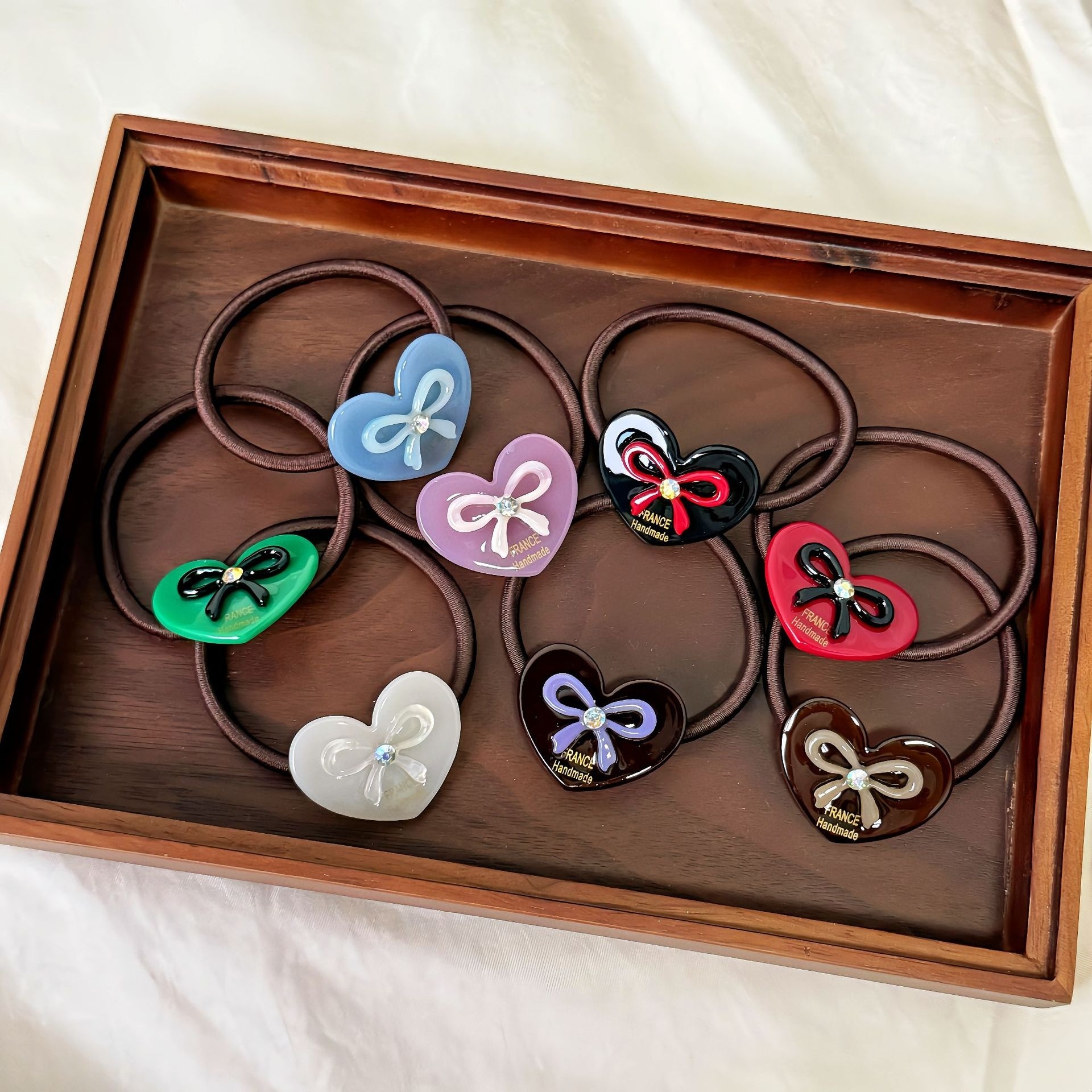 Women's Daily Elastic Acetate Hair Tie Rhinestone Heart Bow Knot