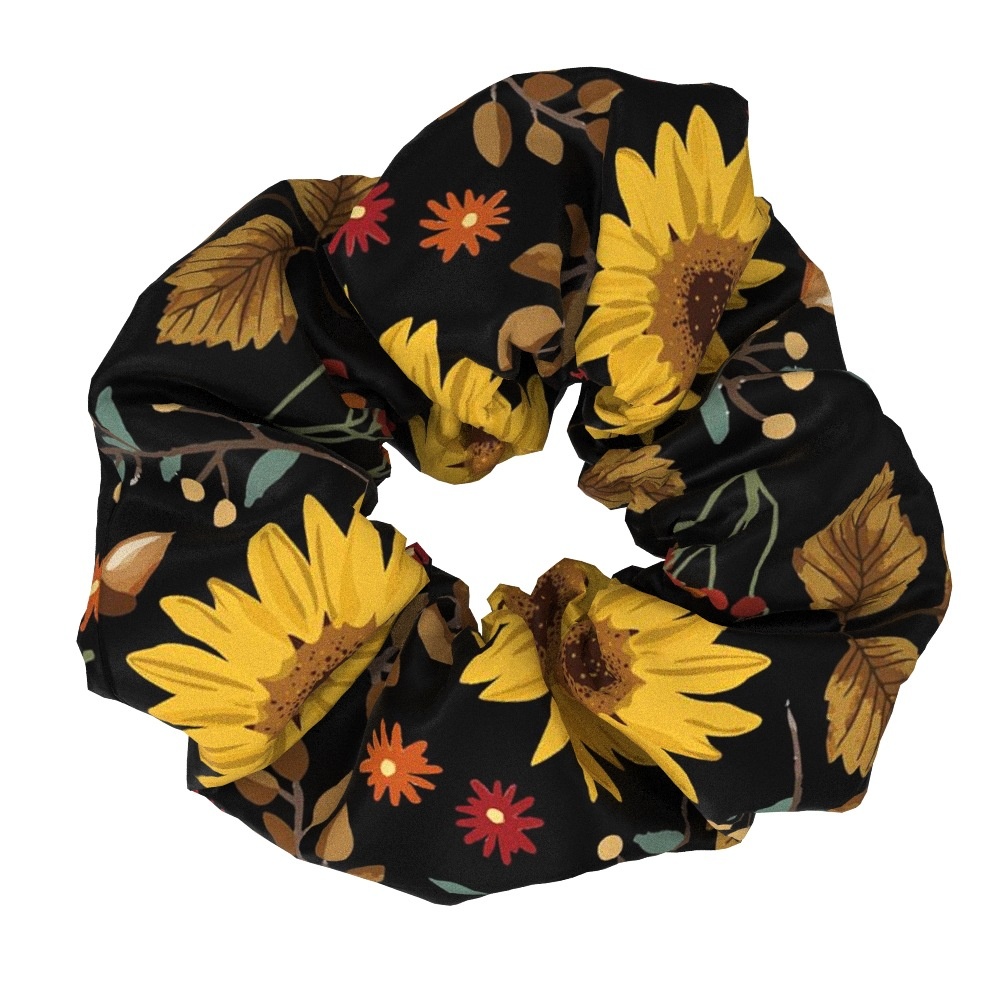 Women's Summer Cotton Elastic Hair Tie Giant Sunflower Pattern