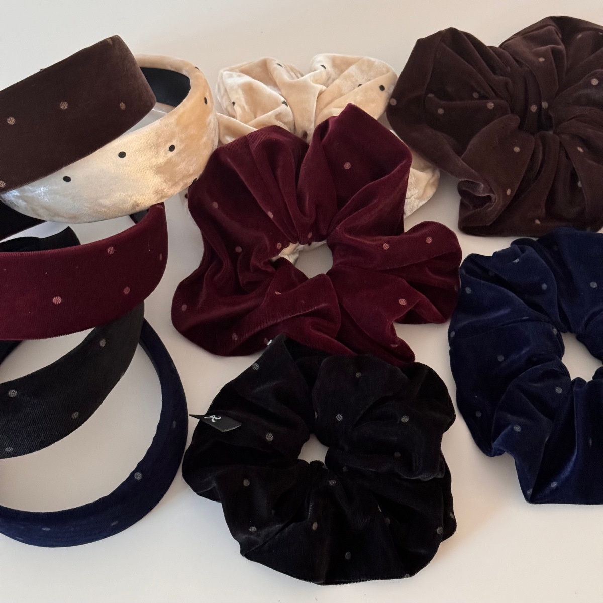 Women's Velvet Polka Dot Sponge Headband Autumn Winter Hair Accessories