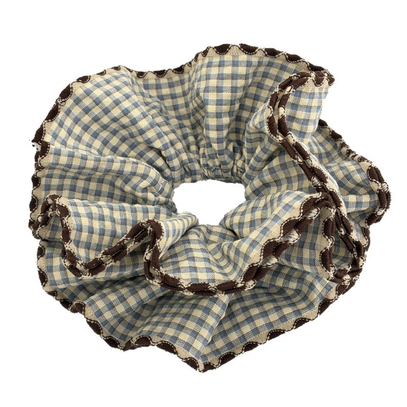 Women's Comfortable Cloth Hair Tie Everyday Wear Blue Black Plaid