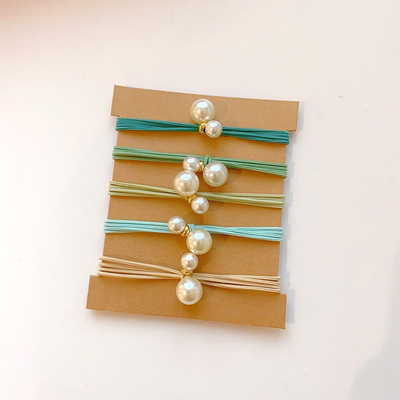 Women's Handmade Pearl Hair Ties Elastic Polyester Daily Bands Graduated Color