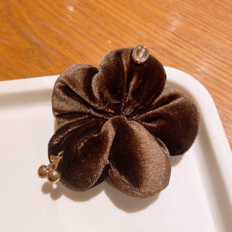 Women's Sweet Velvet Gold Leaf Hair Ties Elastic Fashionable Winter Headwear