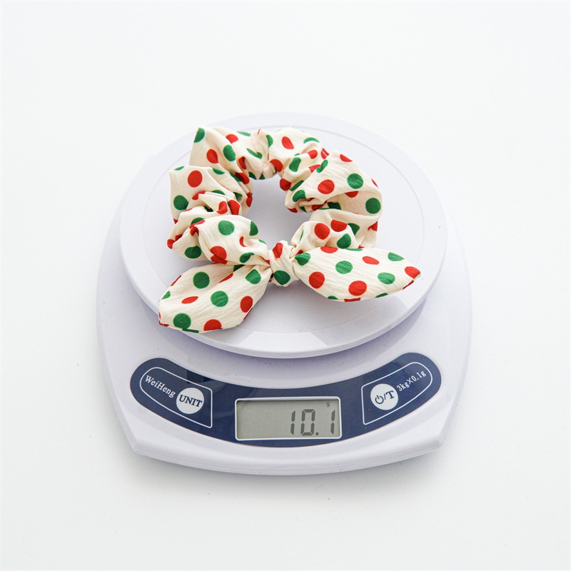 Women's Retro Handmade Christmas Hair Tie Festive Polka Dot Scrunchie