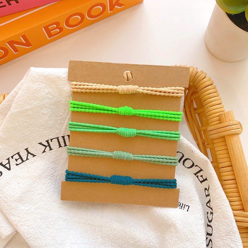 Women's High Elastic Polyester Bean Knot Hair Tie Set Gradient Color