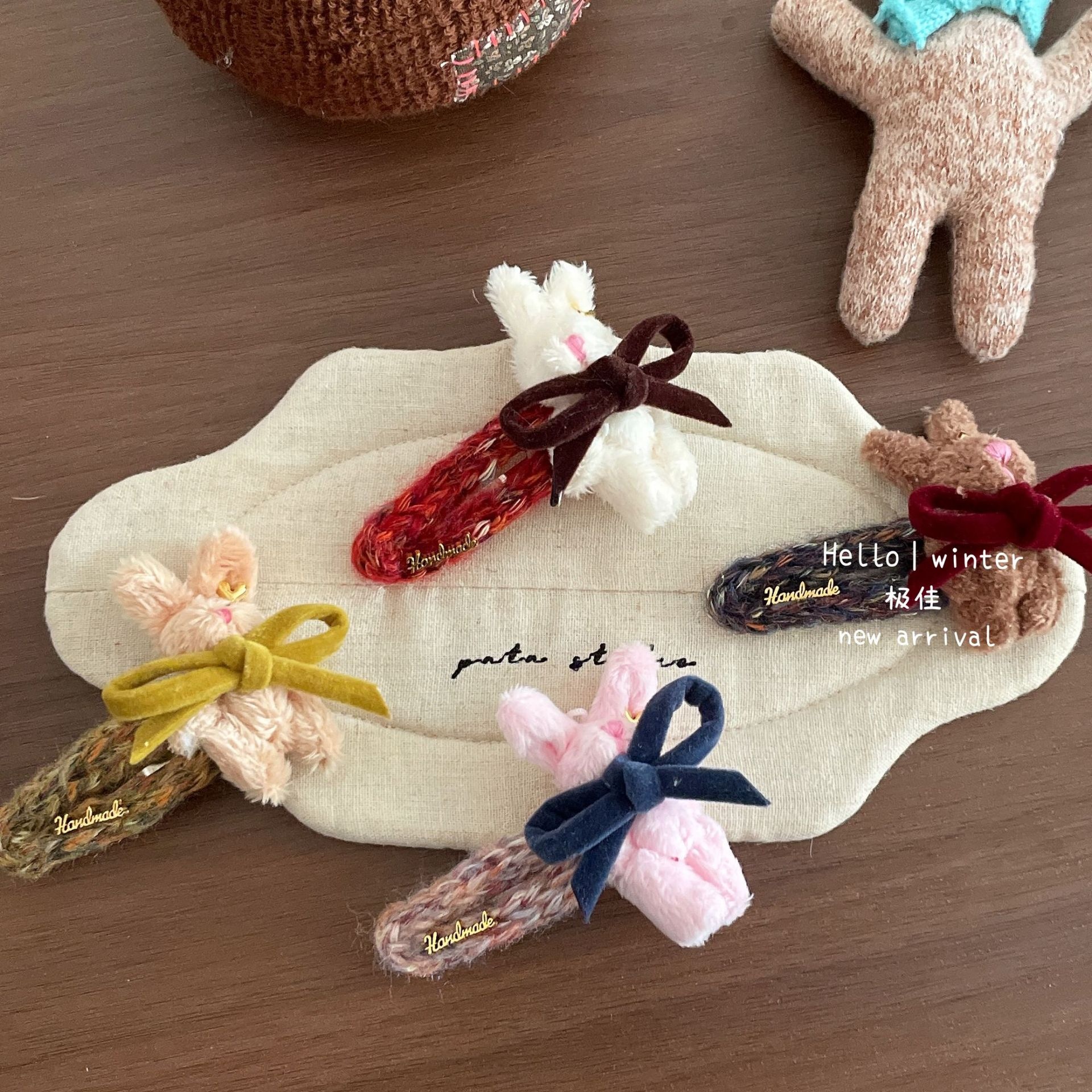 Women's Winter Plush Hair Clip & Thick Elastic Band Floral Animal Print